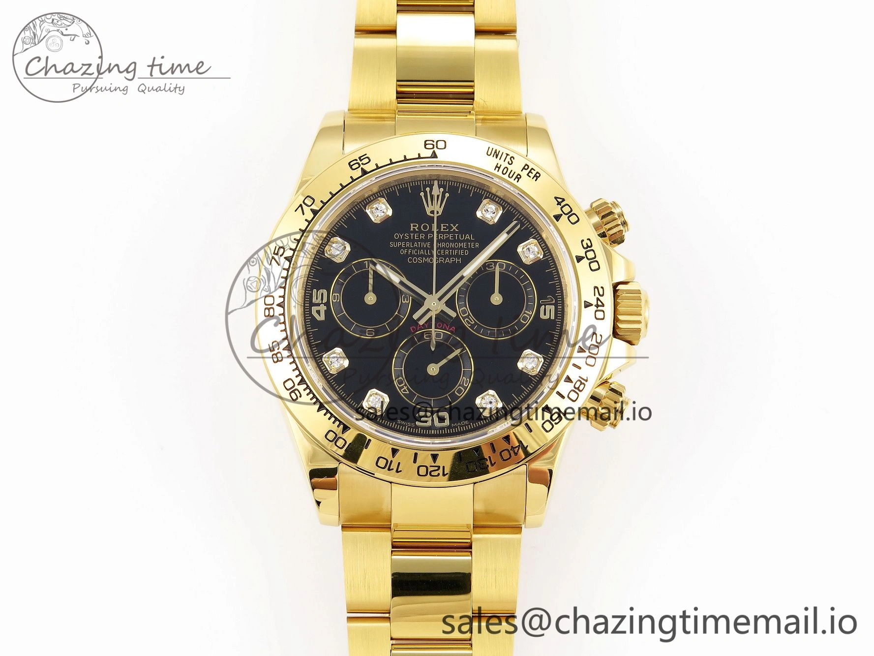 Daytona 116508 KING 1:1 Best Edition Black Diamonds Dial on YG Bracelet SH4130