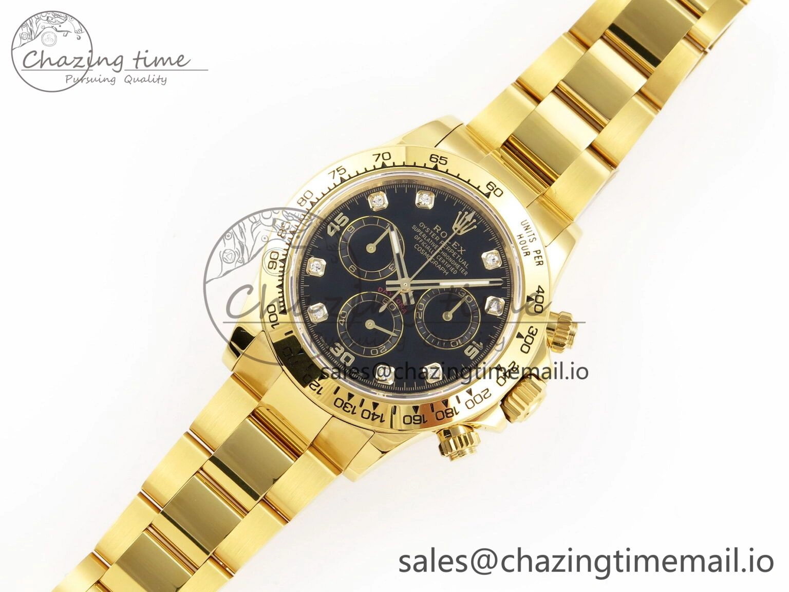 Daytona 116508 KING 1:1 Best Edition Black Diamonds Dial on YG Bracelet SH4130