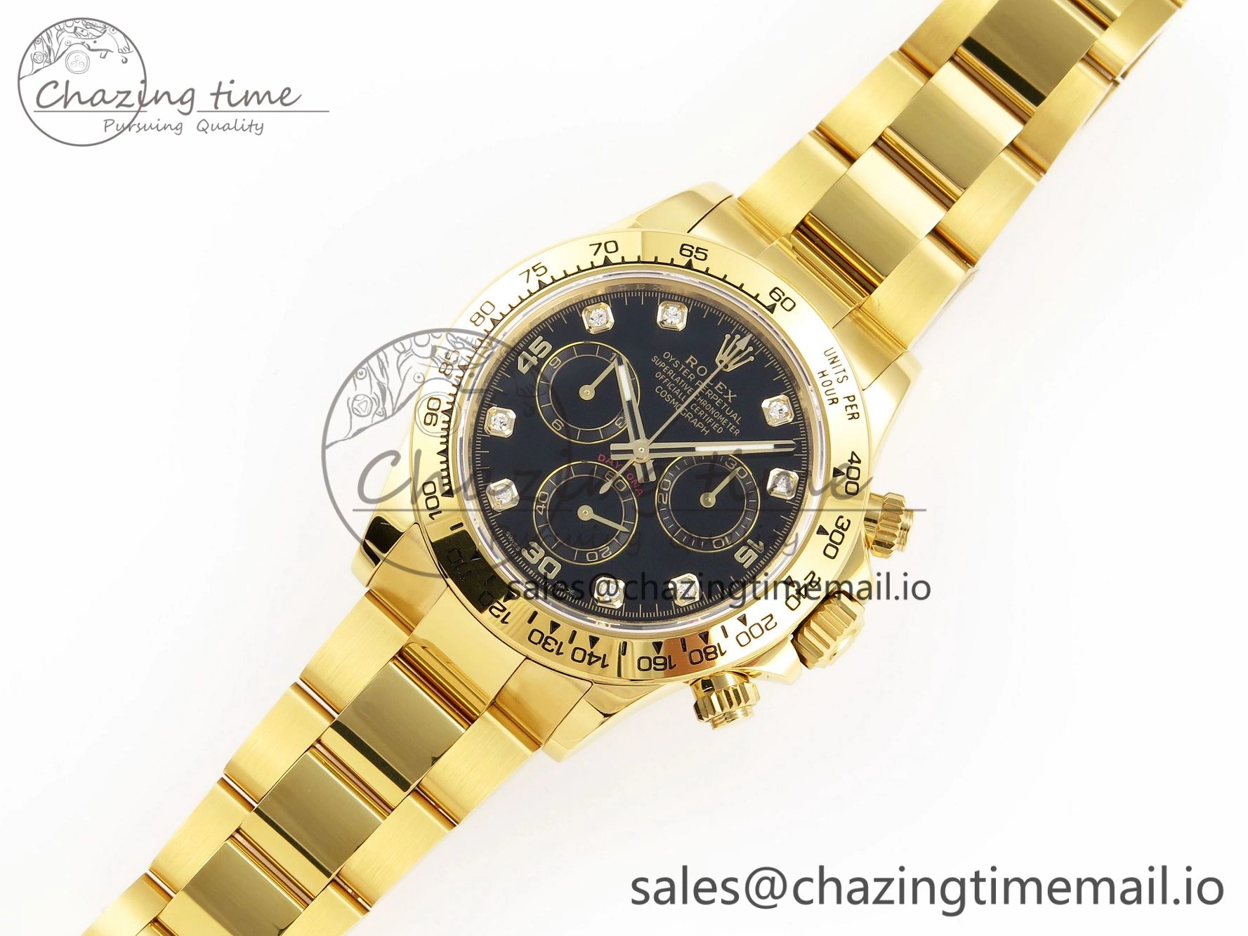 Daytona 116508 KING 1:1 Best Edition Black Diamonds Dial on YG Bracelet SH4130