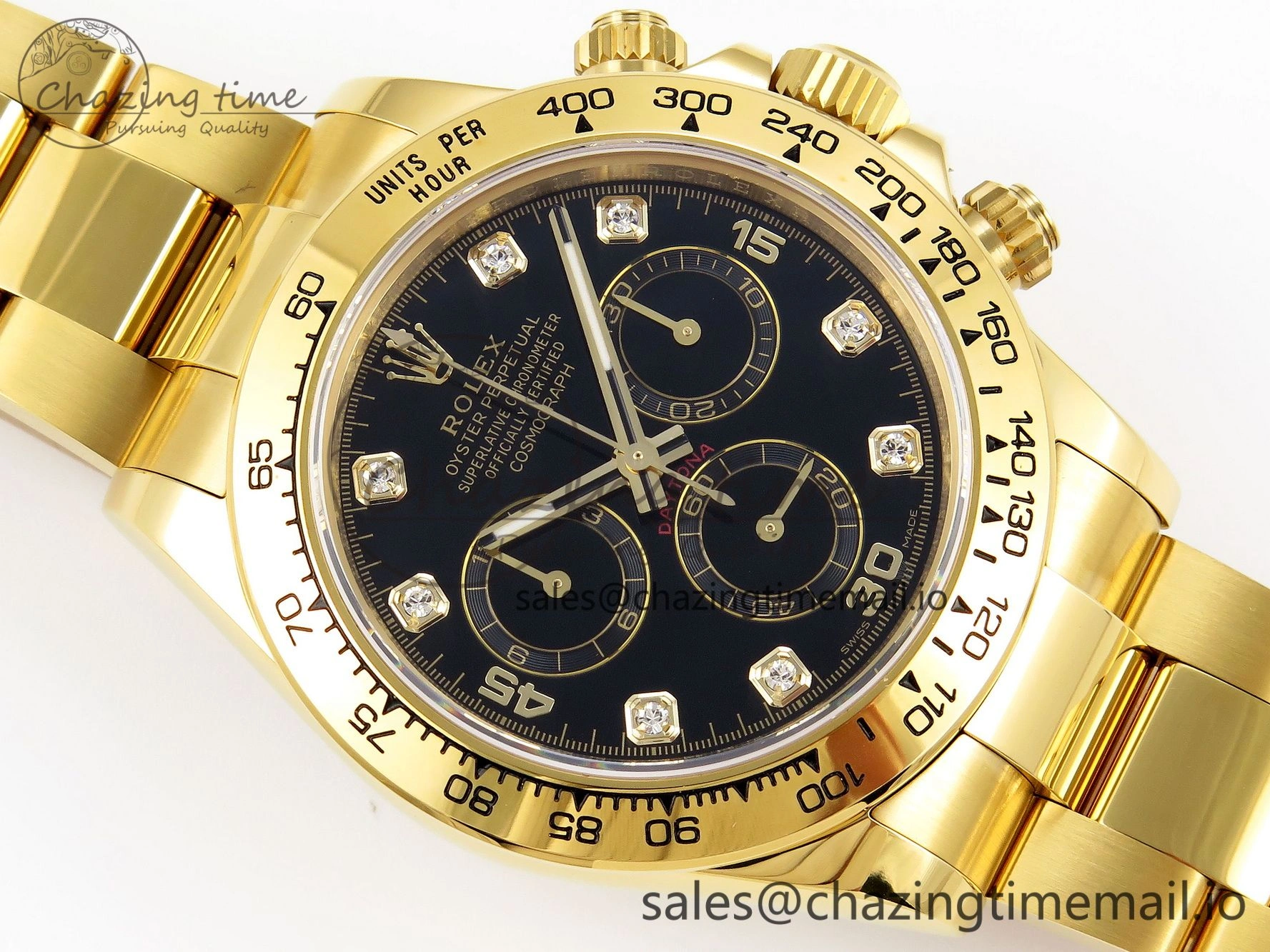 Daytona 116508 KING 1:1 Best Edition Black Diamonds Dial on YG Bracelet SH4130