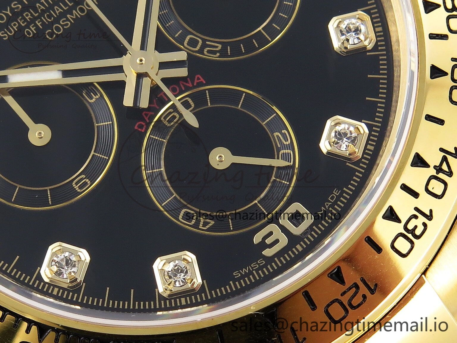 Daytona 116508 KING 1:1 Best Edition Black Diamonds Dial on YG Bracelet SH4130