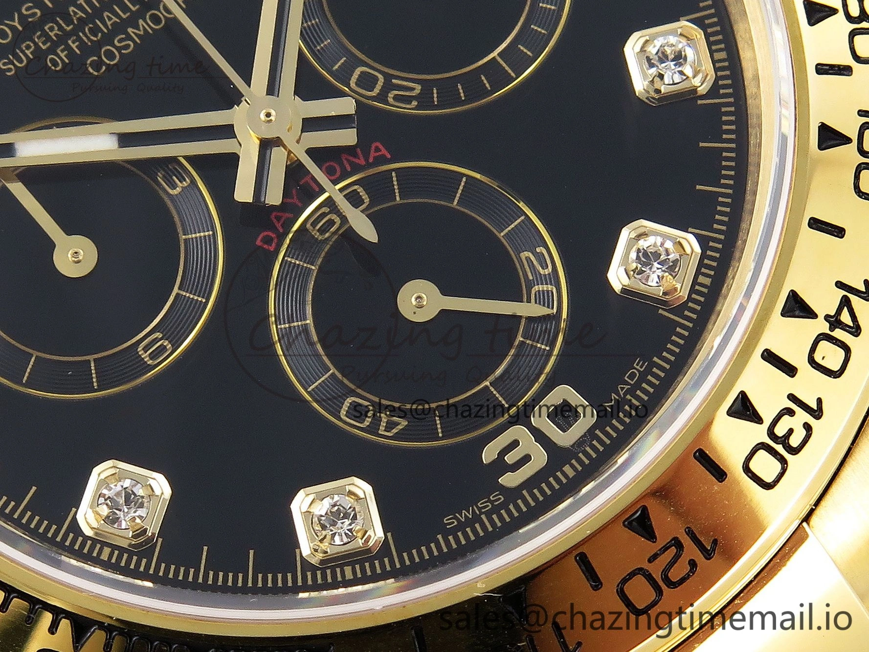 Daytona 116508 KING 1:1 Best Edition Black Diamonds Dial on YG Bracelet SH4130