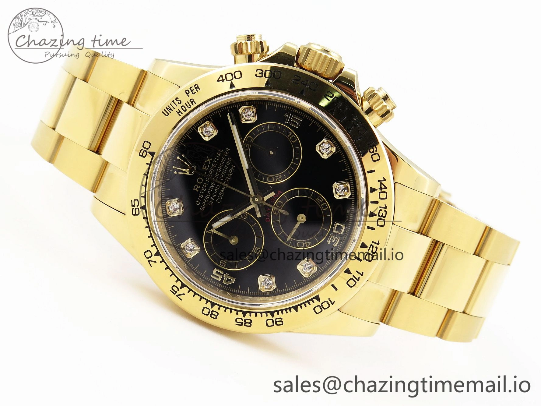 Daytona 116508 KING 1:1 Best Edition Black Diamonds Dial on YG Bracelet SH4130