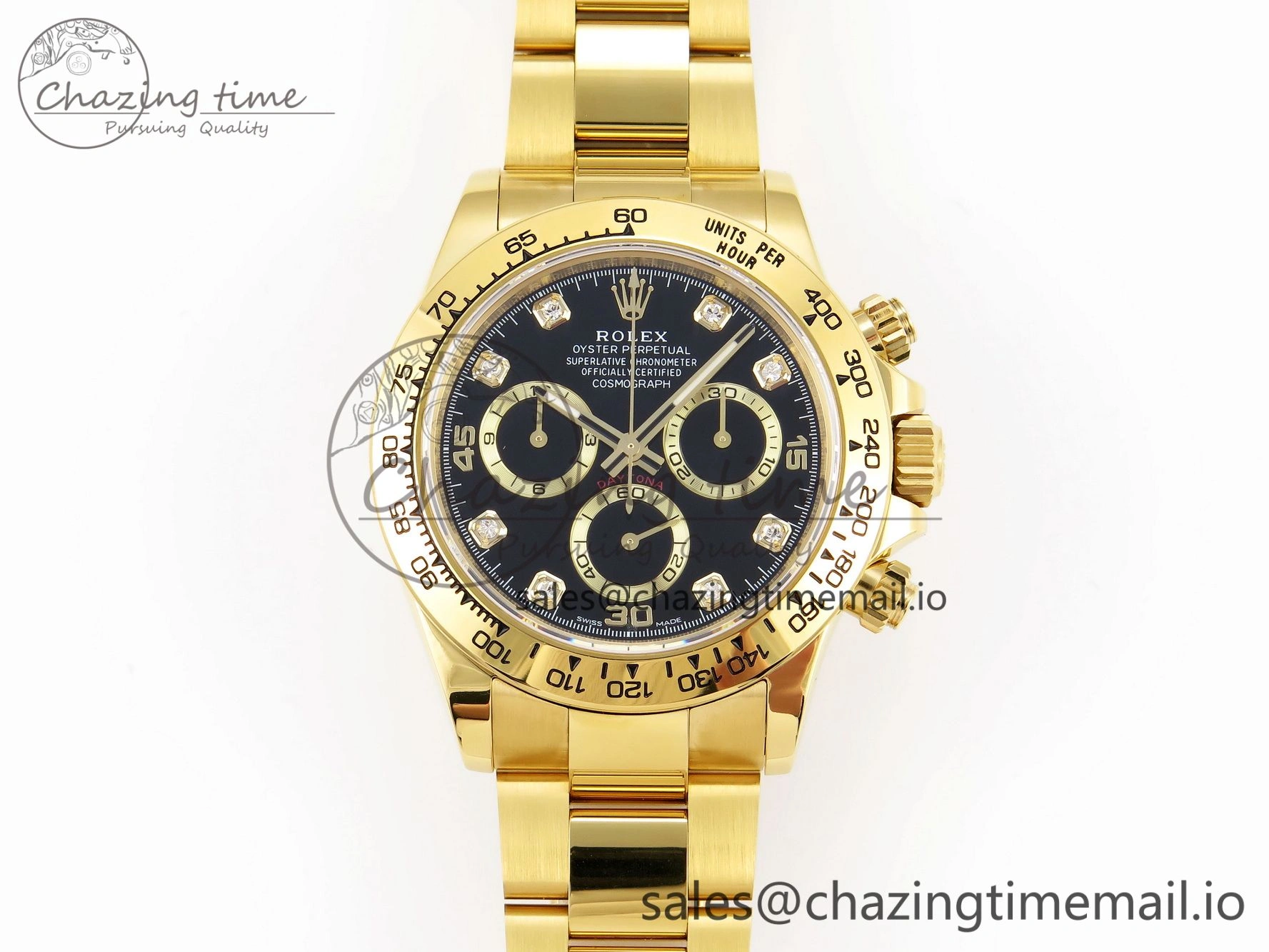 Daytona 116508 KING 1:1 Best Edition Black YG Diamonds Dial on YG Bracelet SH4130