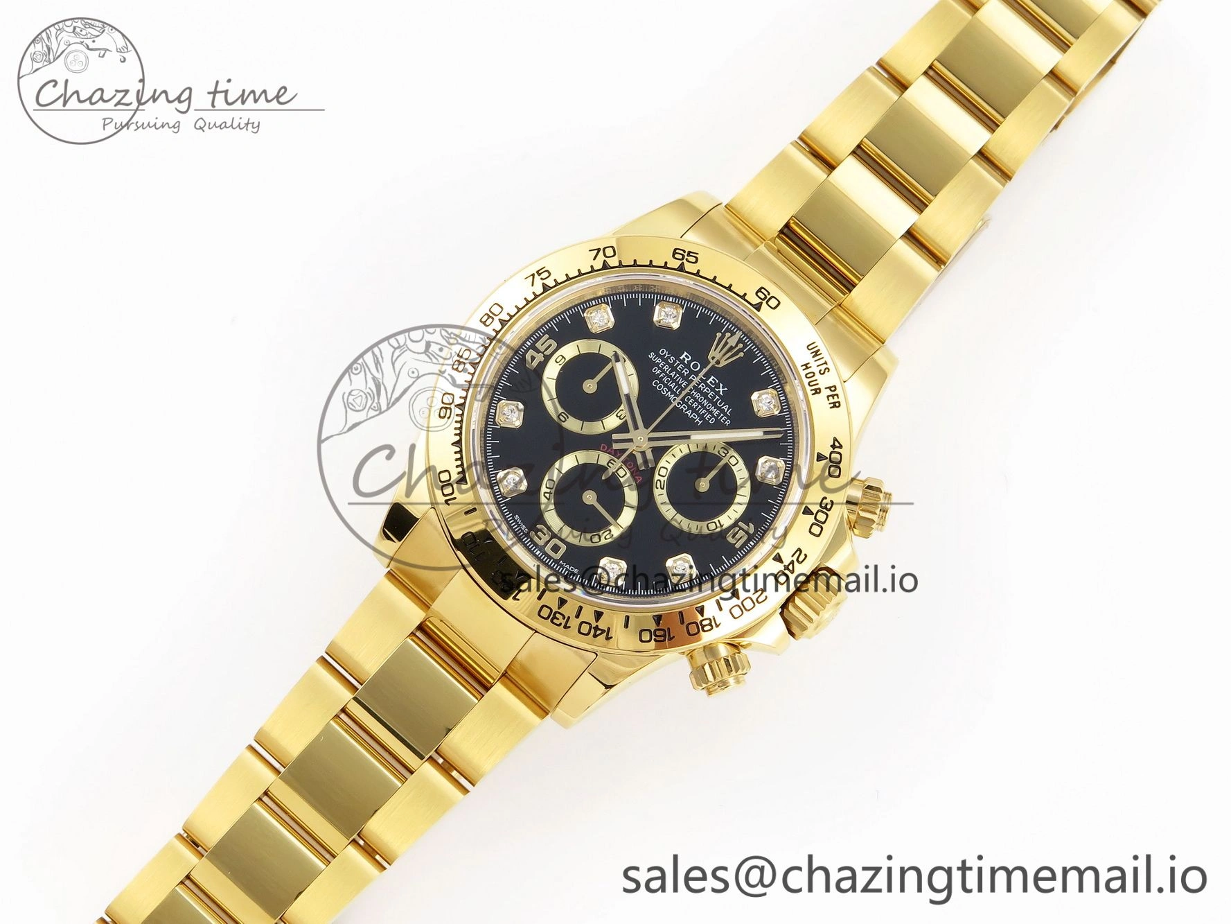 Daytona 116508 KING 1:1 Best Edition Black YG Diamonds Dial on YG Bracelet SH4130