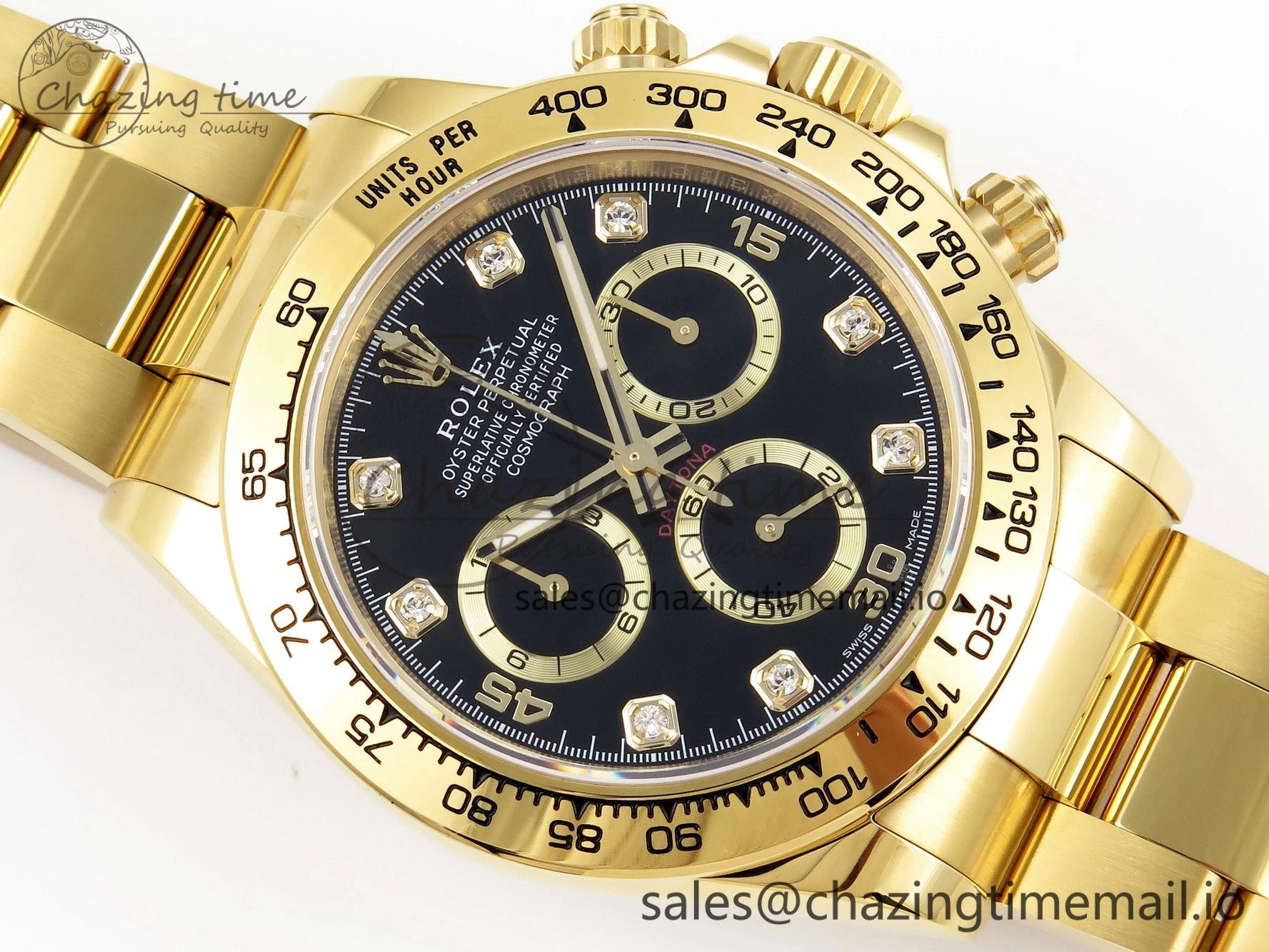 Daytona 116508 KING 1:1 Best Edition Black YG Diamonds Dial on YG Bracelet SH4130