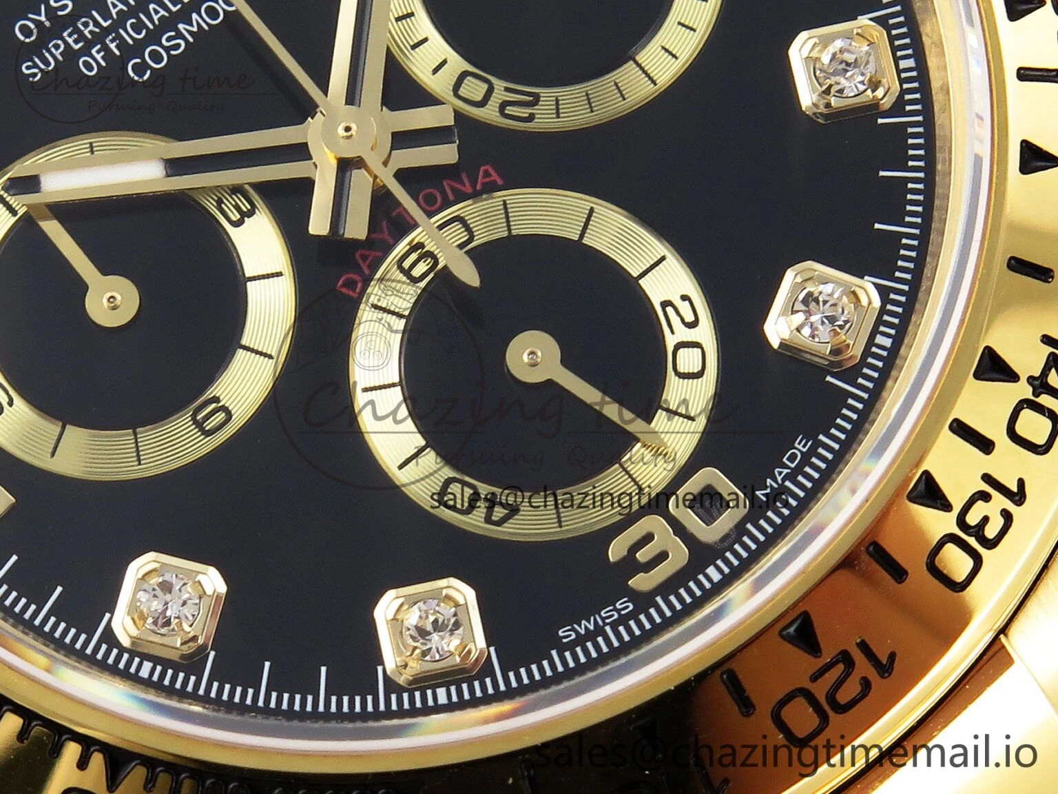 Daytona 116508 KING 1:1 Best Edition Black YG Diamonds Dial on YG Bracelet SH4130