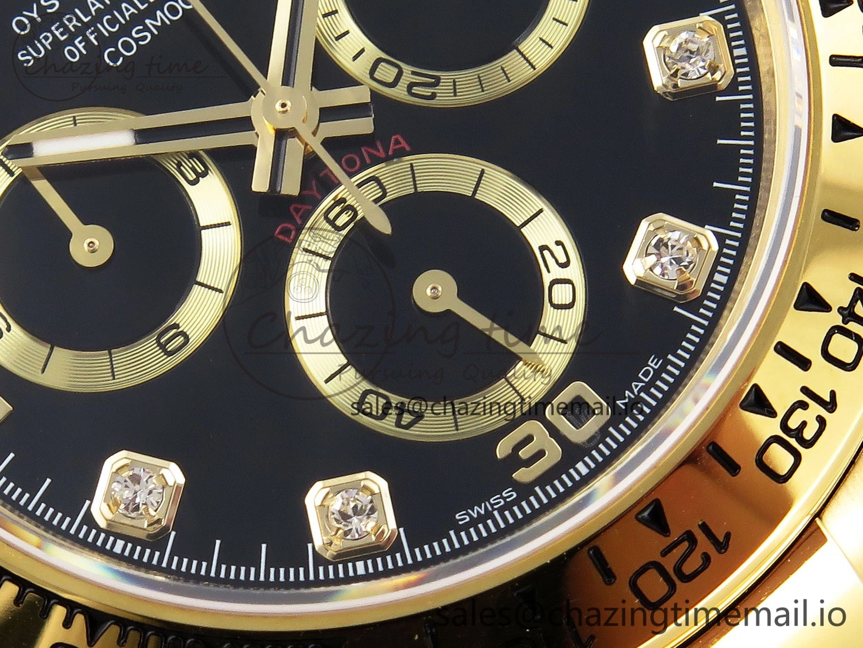 Daytona 116508 KING 1:1 Best Edition Black YG Diamonds Dial on YG Bracelet SH4130