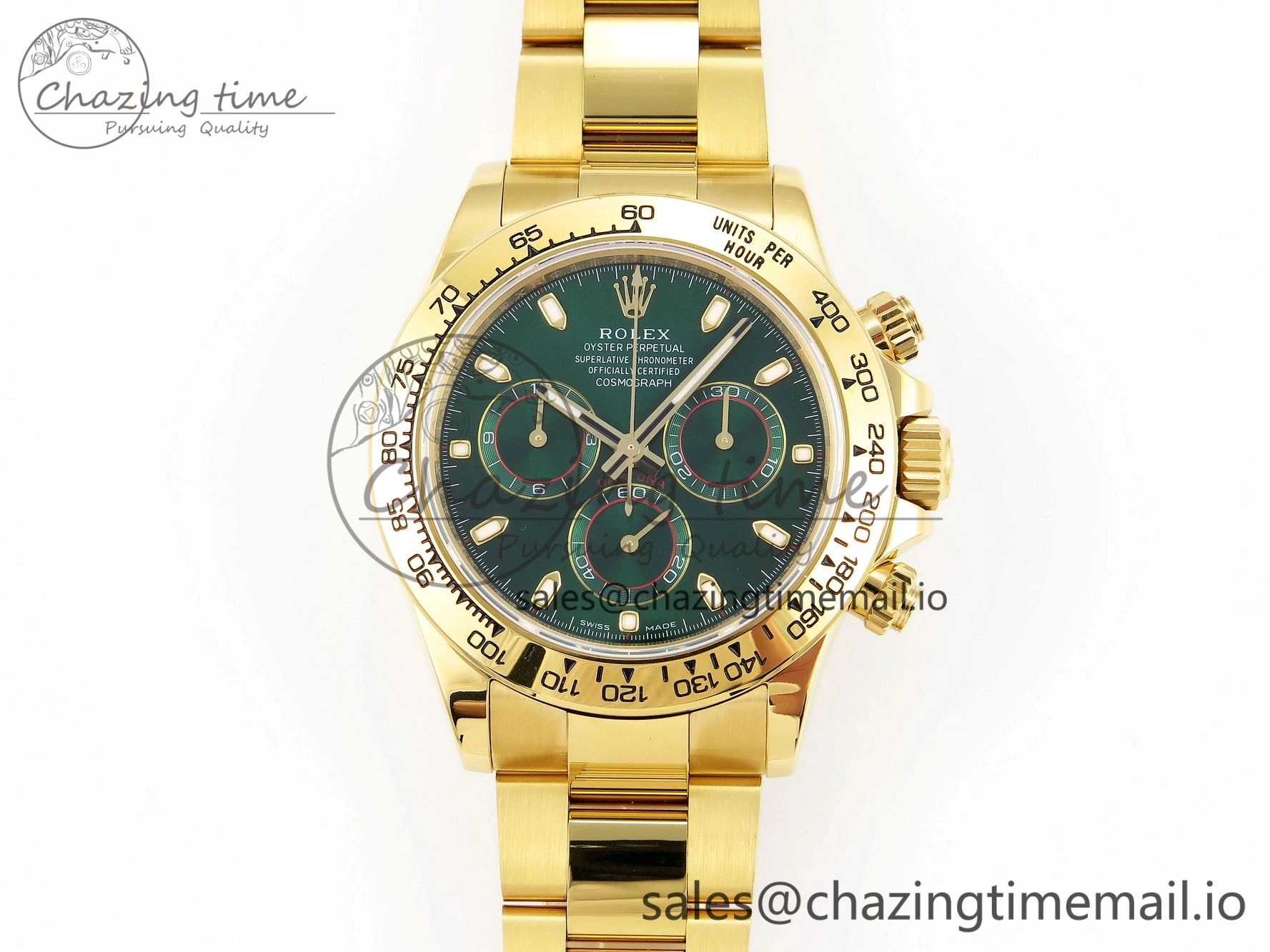 Daytona 116508 KING 1:1 Best Edition Green Dial on YG Bracelet SH4130