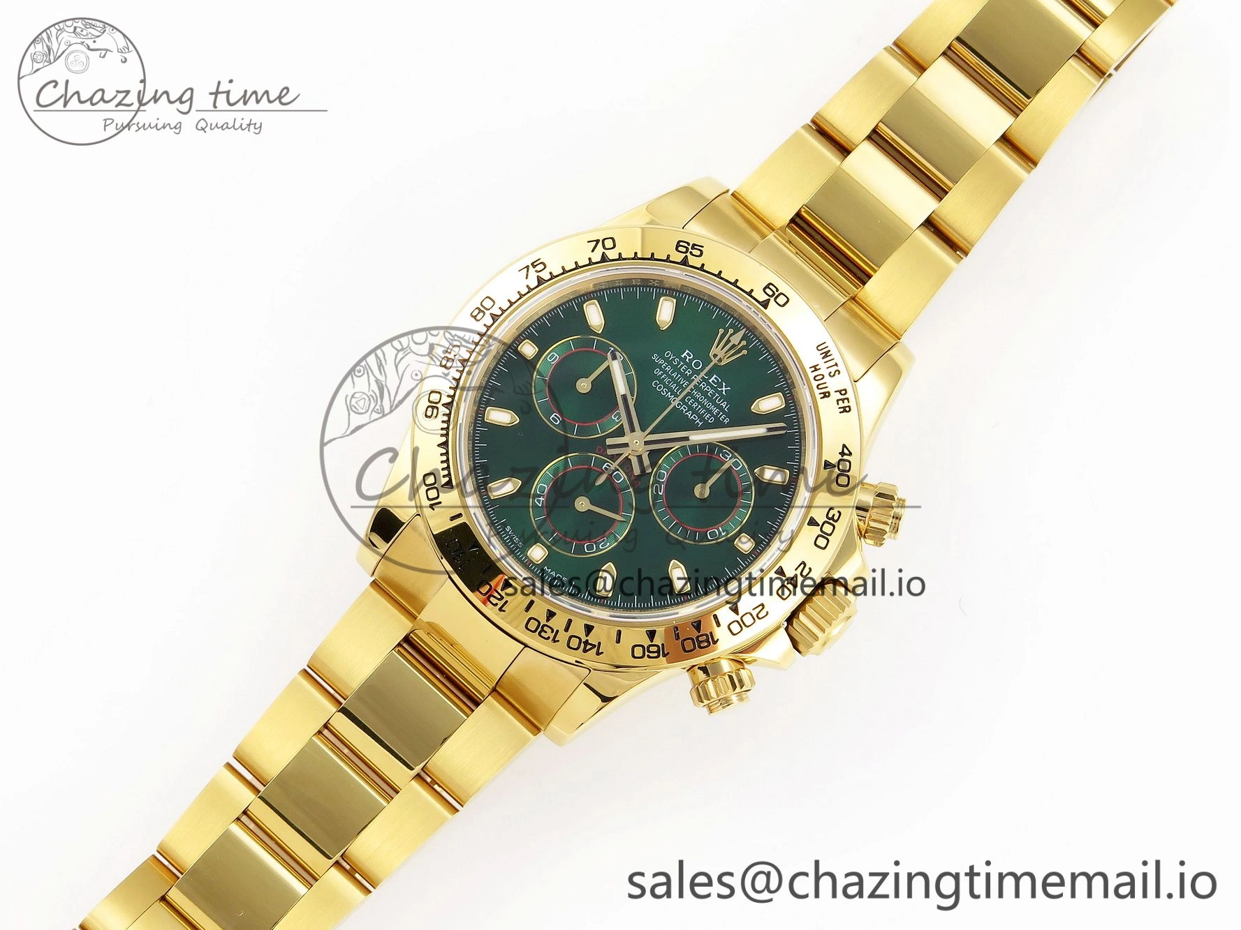 Daytona 116508 KING 1:1 Best Edition Green Dial on YG Bracelet SH4130