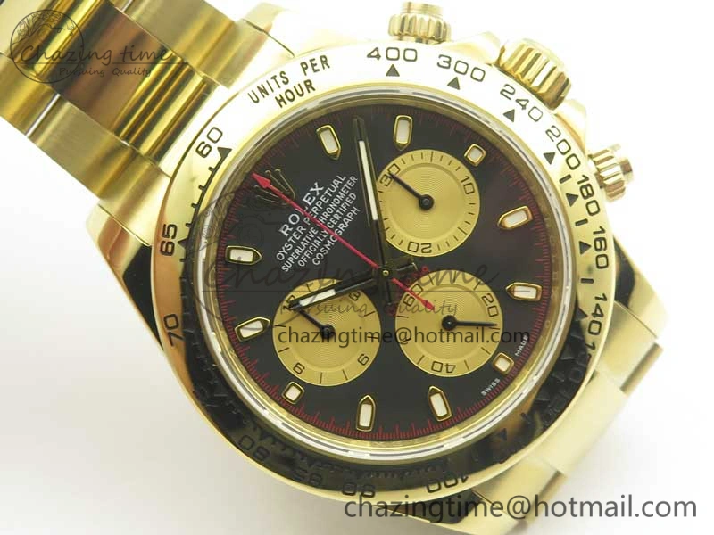 Daytona 116508 Paul Newman ARF 1:1 Best Edition YG Plated 904L SS Case and Bracelet Black Dial A4130 Super Clone