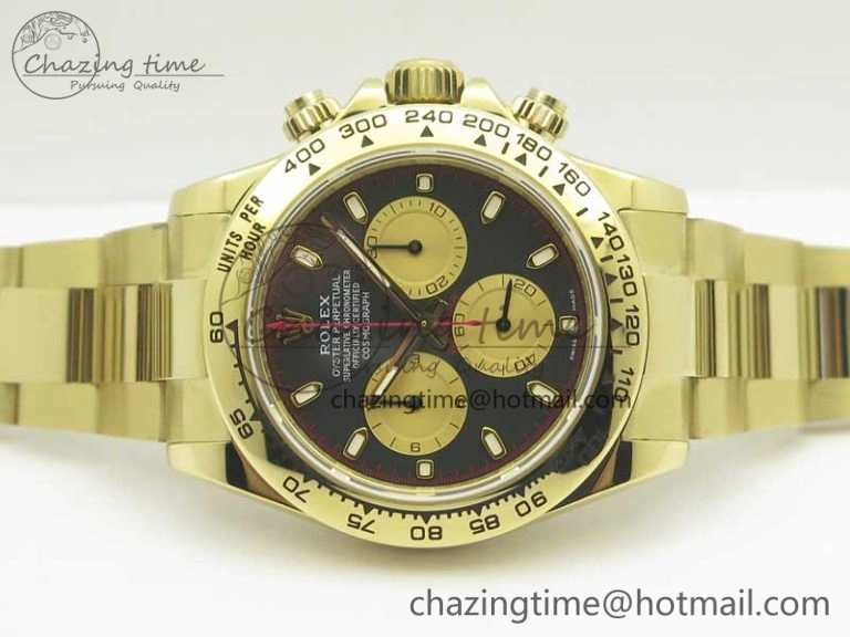 Daytona 116508 Paul Newman ARF 1:1 Best Edition YG Plated 904L SS Case and Bracelet Black Dial A4130 Super Clone