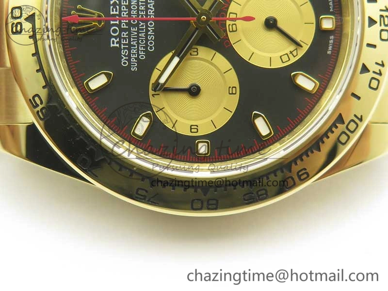 Daytona 116508 Paul Newman ARF 1:1 Best Edition YG Plated 904L SS Case and Bracelet Black Dial A4130 Super Clone