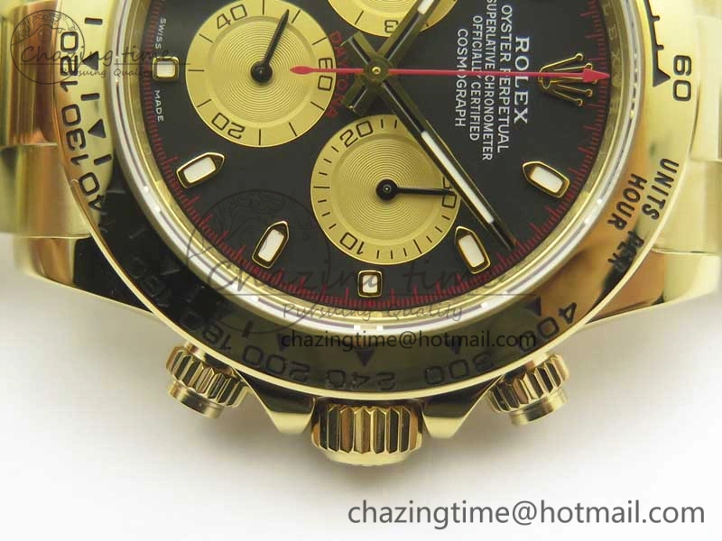 Daytona 116508 Paul Newman ARF 1:1 Best Edition YG Plated 904L SS Case and Bracelet Black Dial A4130 Super Clone