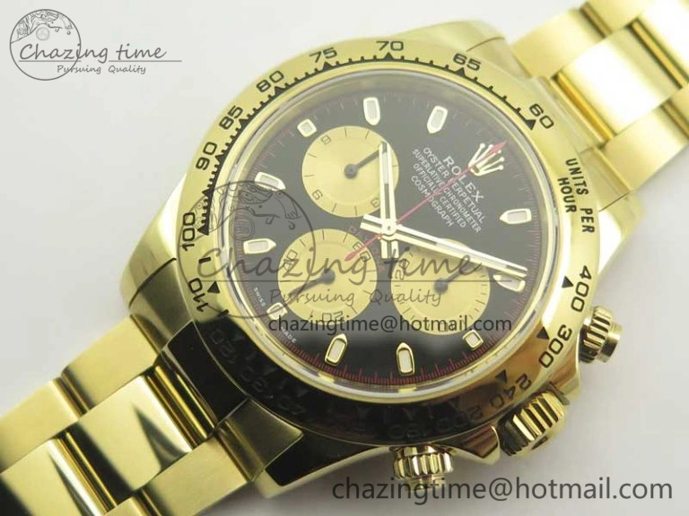 Daytona 116508 Paul Newman ARF 1:1 Best Edition YG Plated 904L SS Case and Bracelet Black Dial A4130 Super Clone