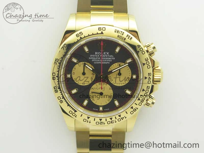 Daytona 116508 Paul Newman ARF 1:1 Best Edition YG Plated 904L SS Case and Bracelet Black Dial A4130 Super Clone