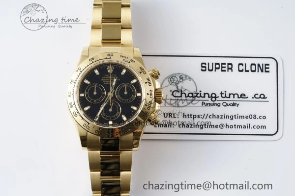 Daytona 116508 QF 1:1 Best Edition Black Dial on YG Bracelet SA4130 V2