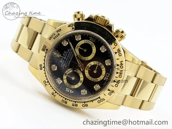 Daytona 116508 QF 1:1 Best Edition Black Diamonds Dial on YG Bracelet SH4130 V3 (Gain Weight)