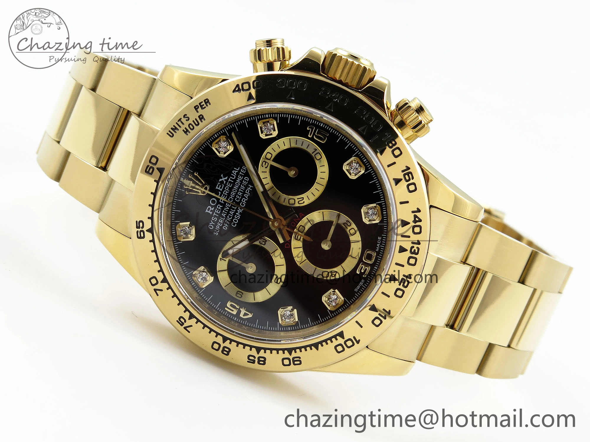 Daytona 116508 QF 1:1 Best Edition Black Diamonds Dial on YG Bracelet SH4130 V3 (Gain Weight)