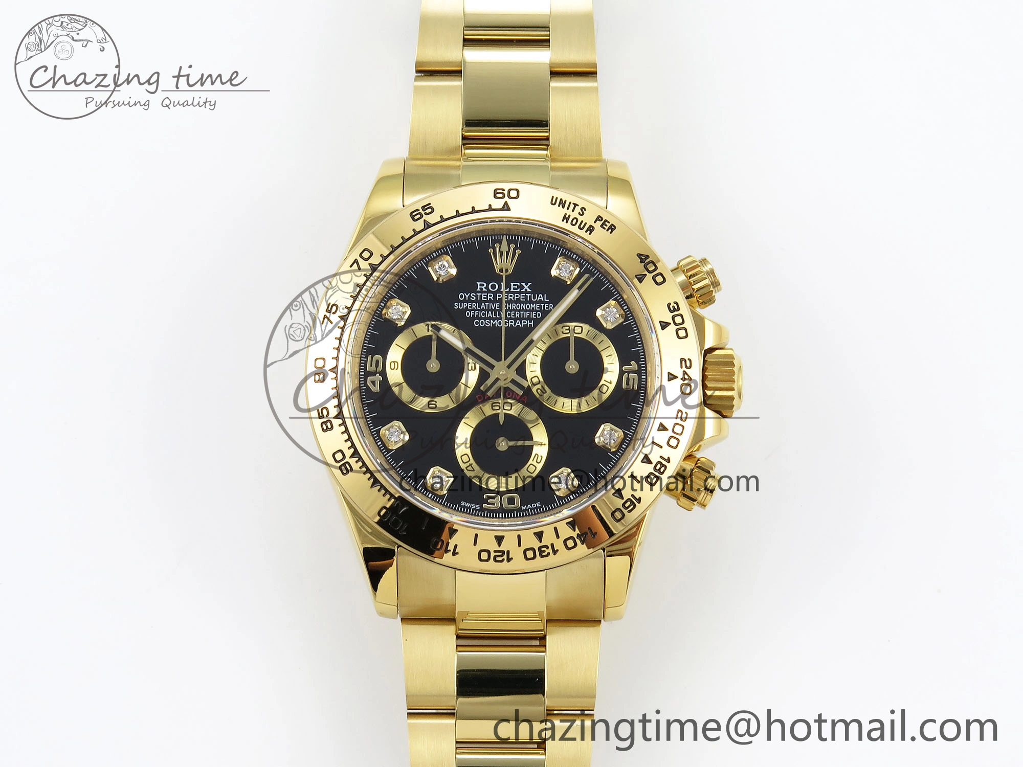 Daytona 116508 QF 1:1 Best Edition Black Diamonds Dial on YG Bracelet SH4130 V3 (Gain Weight)