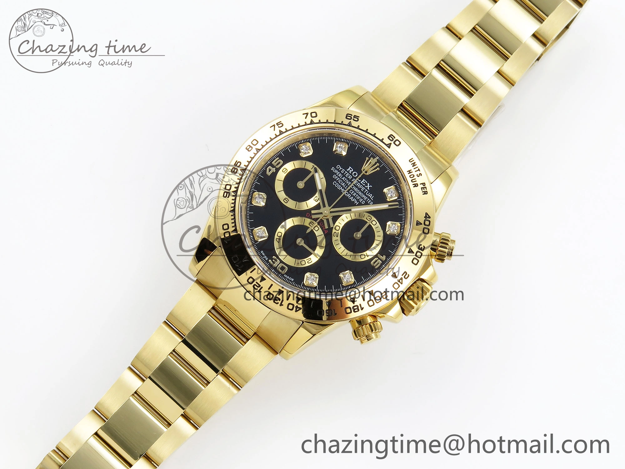 Daytona 116508 QF 1:1 Best Edition Black Diamonds Dial on YG Bracelet SH4130 V3 (Gain Weight)