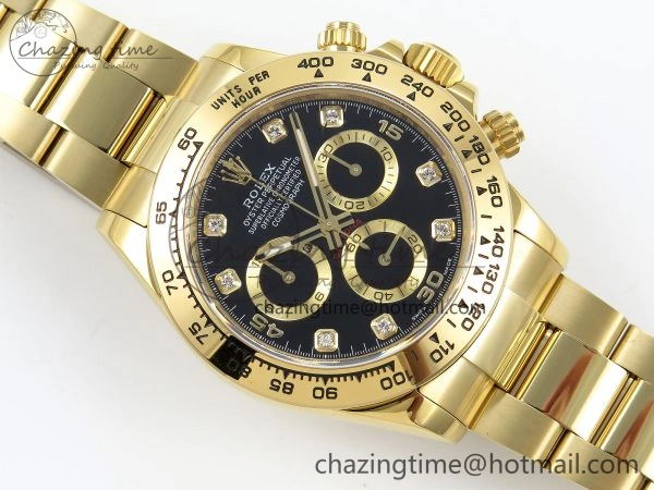Daytona 116508 QF 1:1 Best Edition Black Diamonds Dial on YG Bracelet SH4130 V3 (Gain Weight)