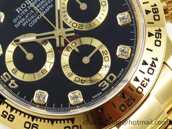 Daytona 116508 QF 1:1 Best Edition Black Diamonds Dial on YG Bracelet SH4130 V3 (Gain Weight)