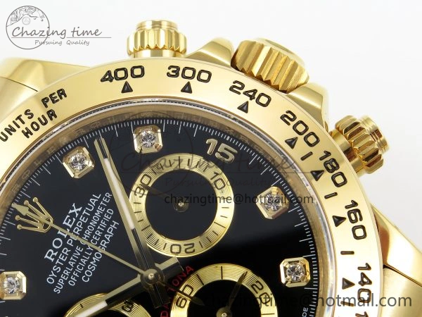 Daytona 116508 QF 1:1 Best Edition Black Diamonds Dial on YG Bracelet SH4130 V3 (Gain Weight)