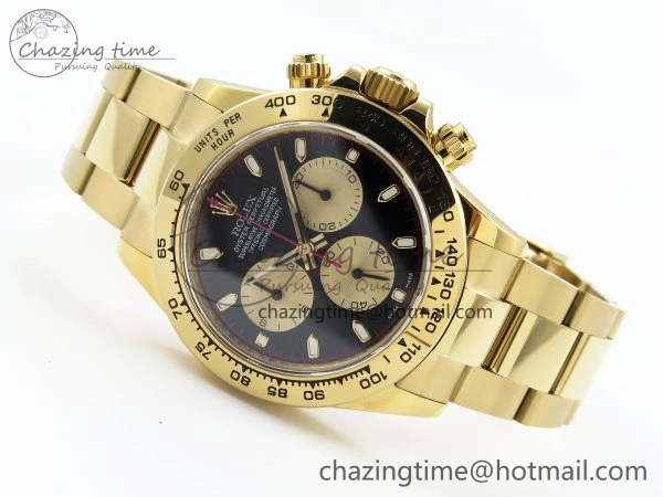 Daytona 116508 QF 1:1 Best Edition Black YG Dial on YG Bracelet SH4130 V3 (Gain Weight)