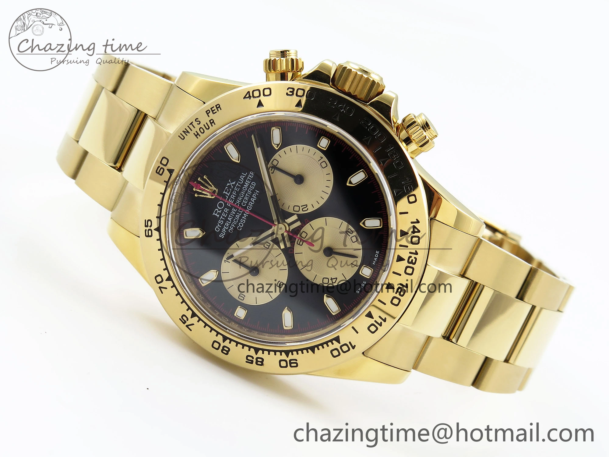 Daytona 116508 QF 1:1 Best Edition Black YG Dial on YG Bracelet SH4130 V3 (Gain Weight)