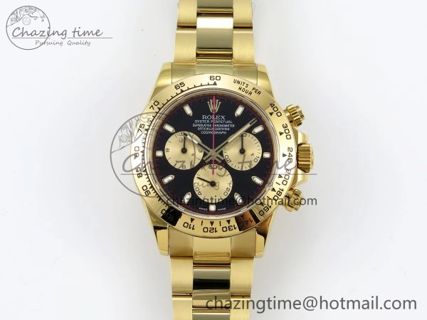 Daytona 116508 QF 1:1 Best Edition Black YG Dial on YG Bracelet SH4130 V3 (Gain Weight)