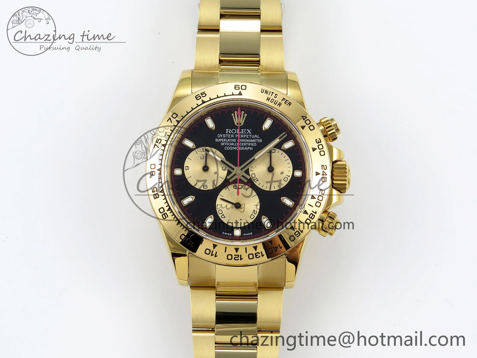 Daytona 116508 QF 1:1 Best Edition Black YG Dial on YG Bracelet SH4130 V3 (Gain Weight)