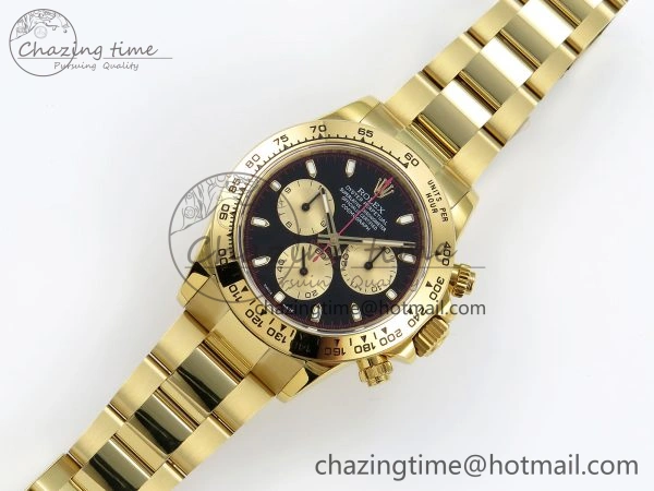 Daytona 116508 QF 1:1 Best Edition Black YG Dial on YG Bracelet SH4130 V3 (Gain Weight)