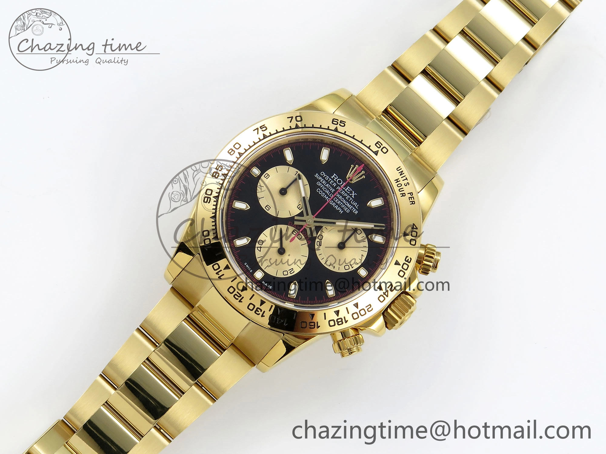 Daytona 116508 QF 1:1 Best Edition Black YG Dial on YG Bracelet SH4130 V3 (Gain Weight)