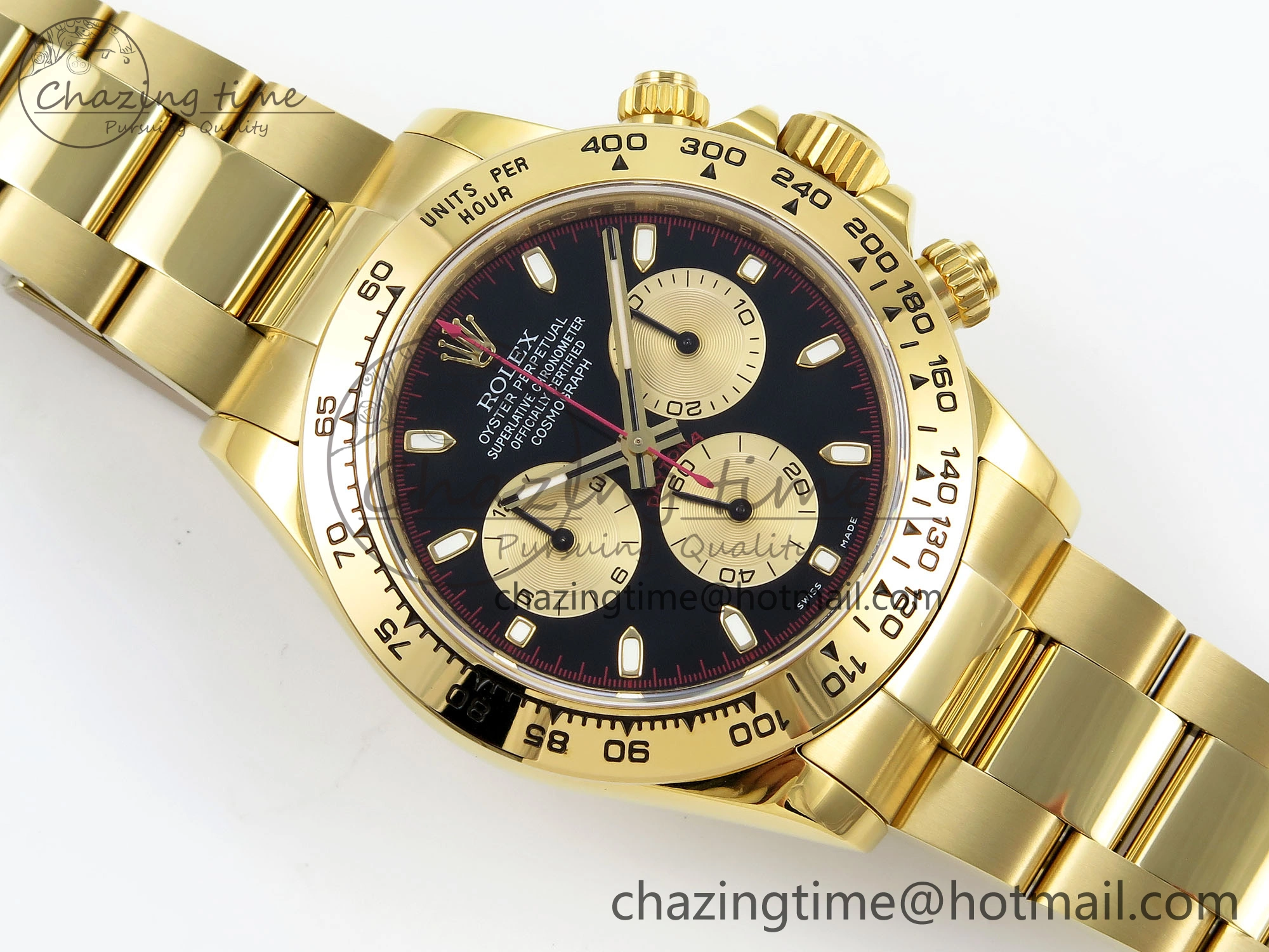 Daytona 116508 QF 1:1 Best Edition Black YG Dial on YG Bracelet SH4130 V3 (Gain Weight)