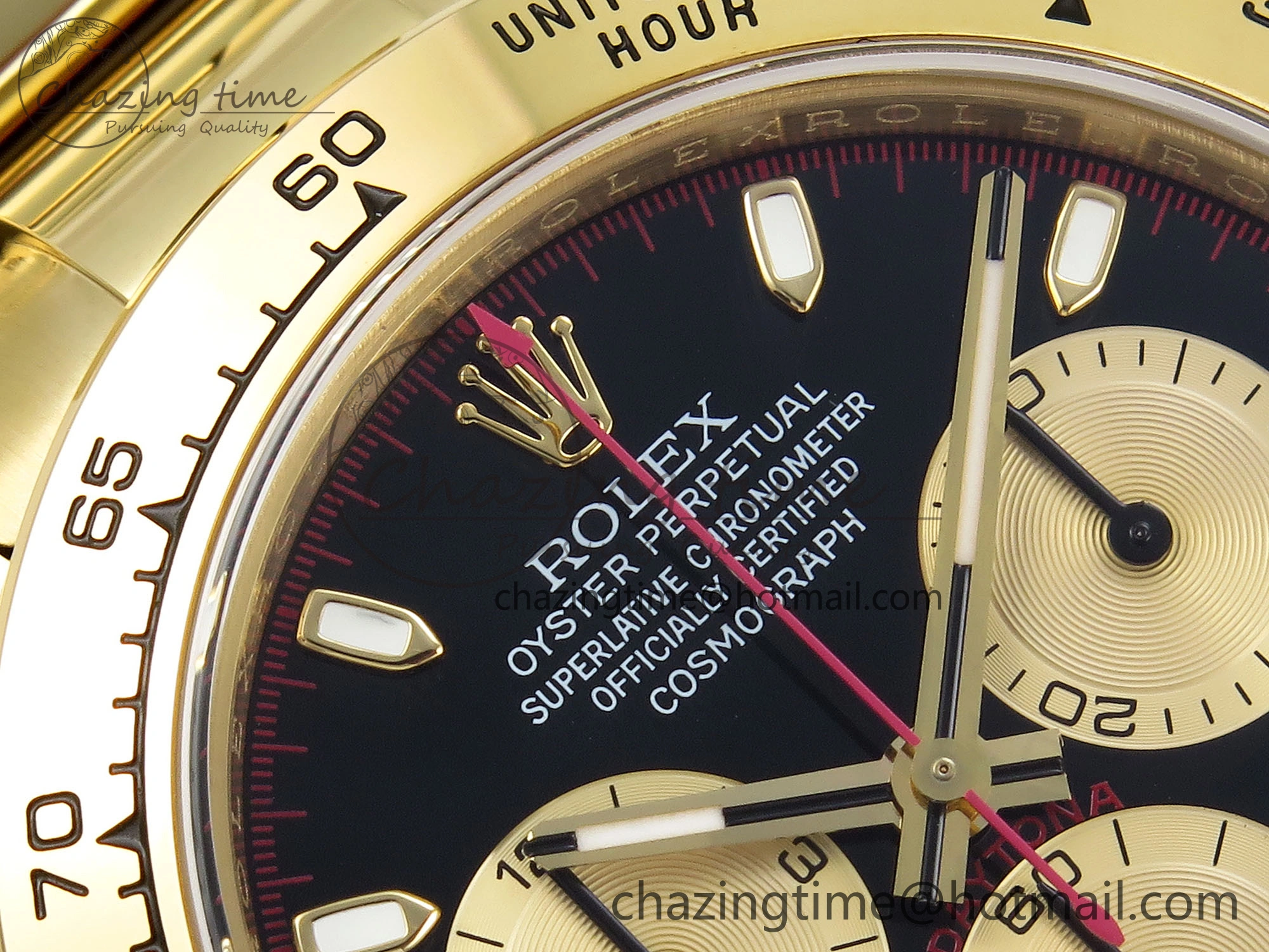 Daytona 116508 QF 1:1 Best Edition Black YG Dial on YG Bracelet SH4130 V3 (Gain Weight)