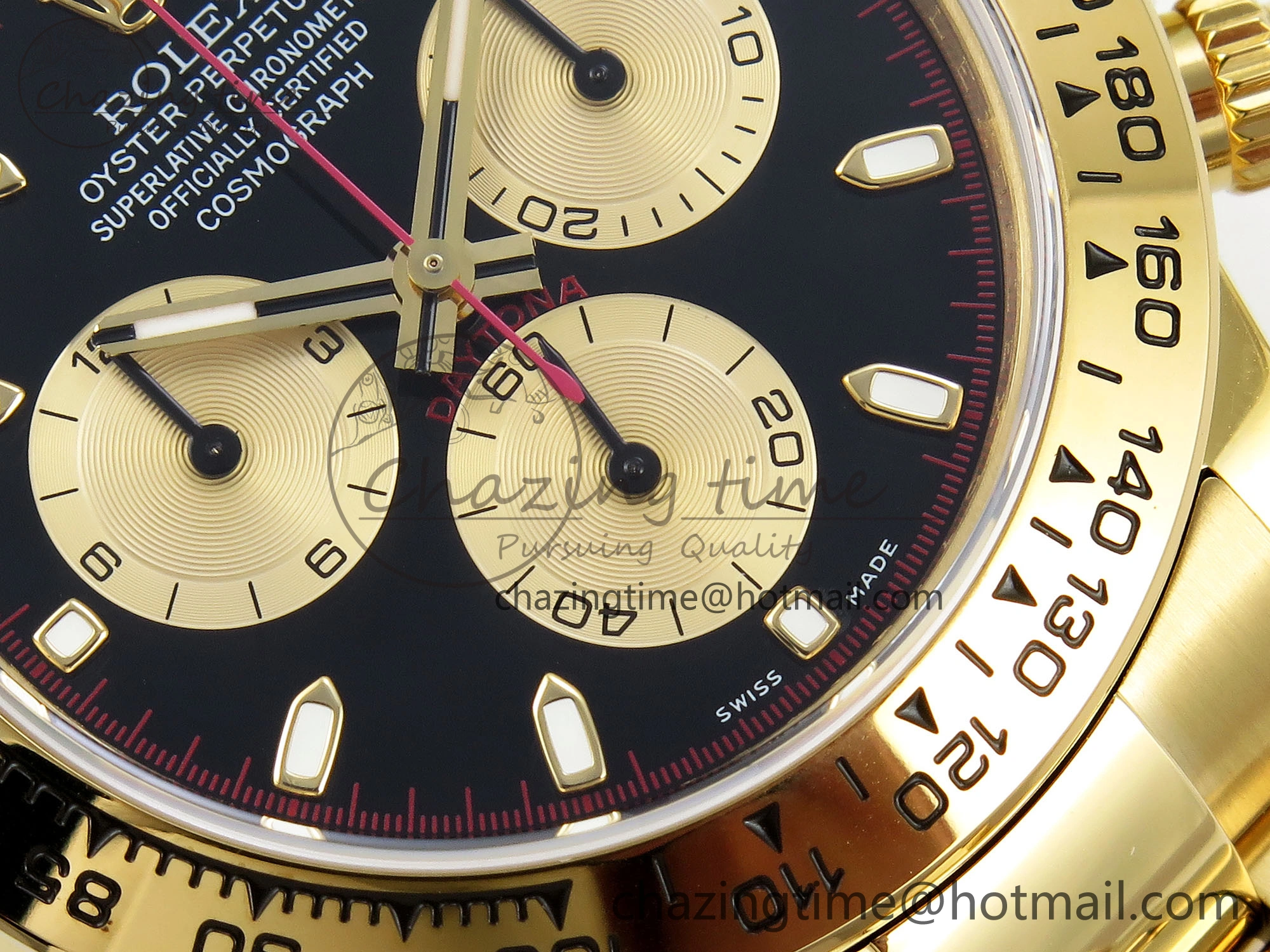 Daytona 116508 QF 1:1 Best Edition Black YG Dial on YG Bracelet SH4130 V3 (Gain Weight)