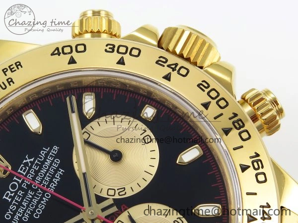 Daytona 116508 QF 1:1 Best Edition Black YG Dial on YG Bracelet SH4130 V3 (Gain Weight)