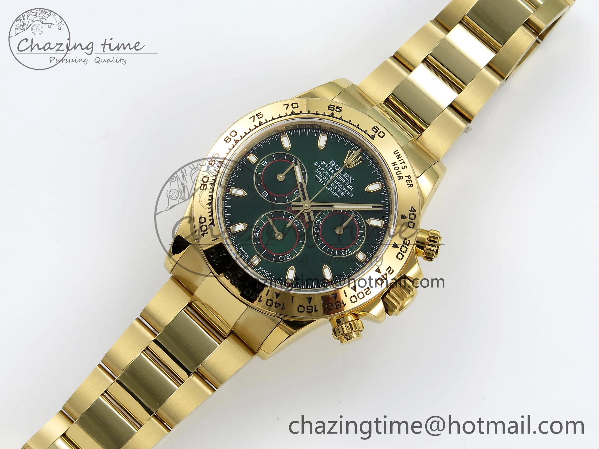 Daytona 116508 QF 1:1 Best Edition Green Dial on YG Bracelet SH4130 V3 (Gain Weight)