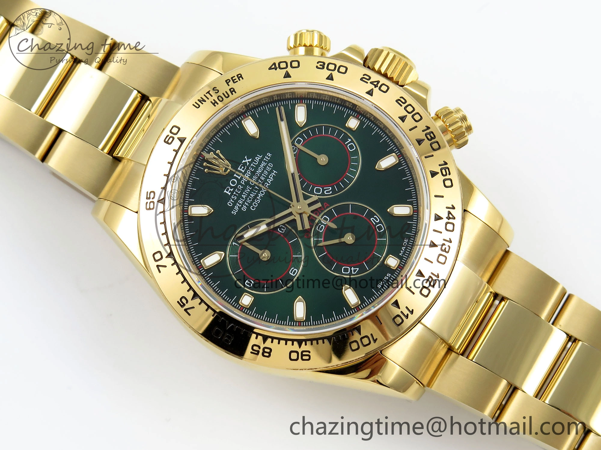 Daytona 116508 QF 1:1 Best Edition Green Dial on YG Bracelet SH4130 V3 (Gain Weight)