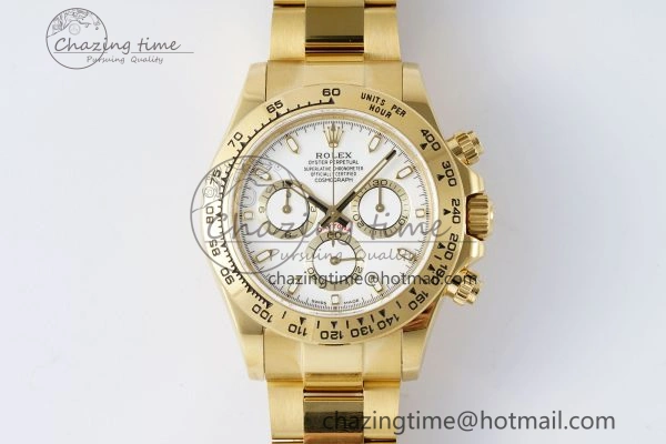 Daytona 116508 QF 1:1 Best Edition White Dial on YG Bracelet SA4130 V2