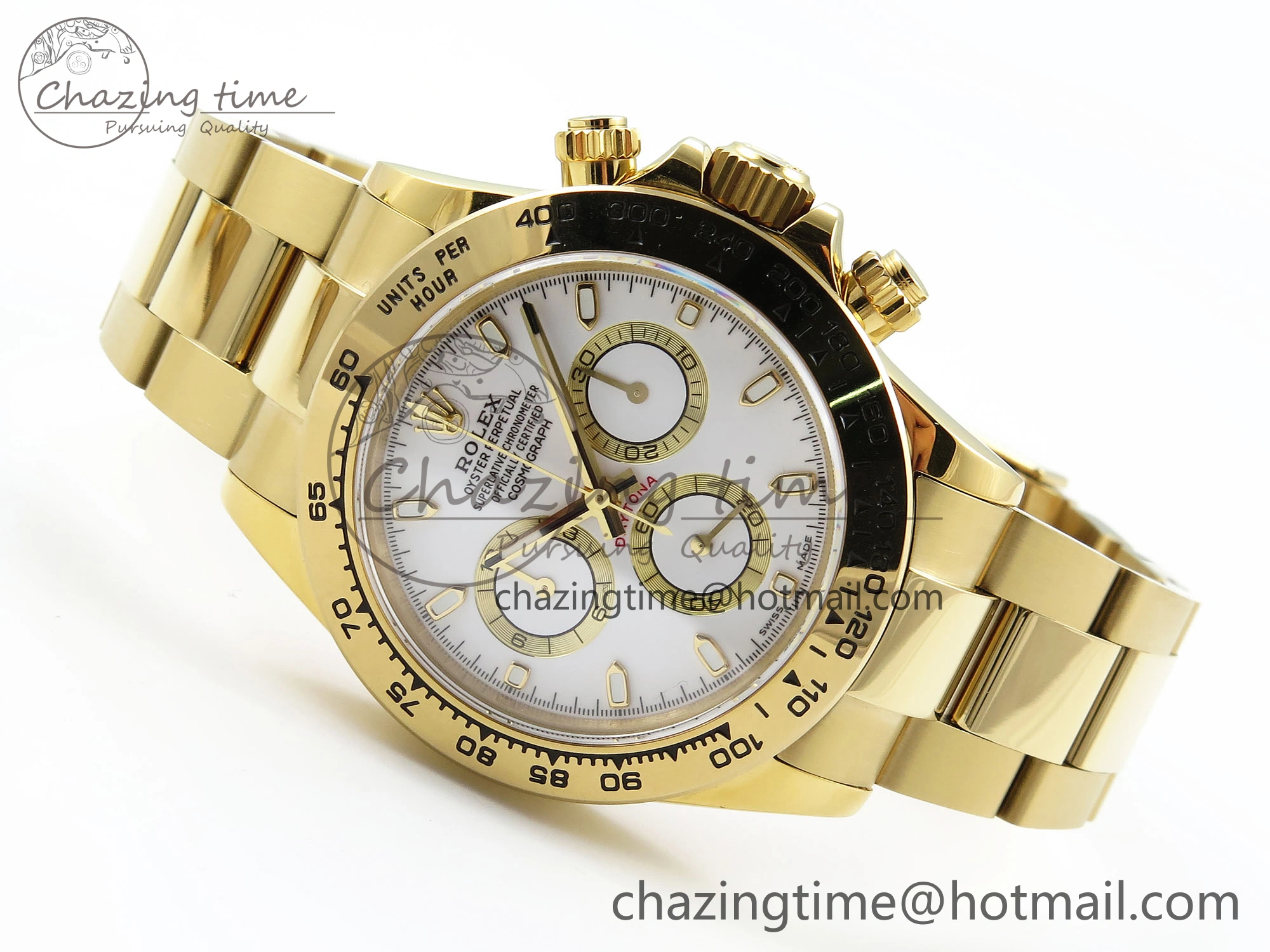 Daytona 116508 QF 1:1 Best Edition White Dial on YG Bracelet SH4130 V3 (Gain Weight)