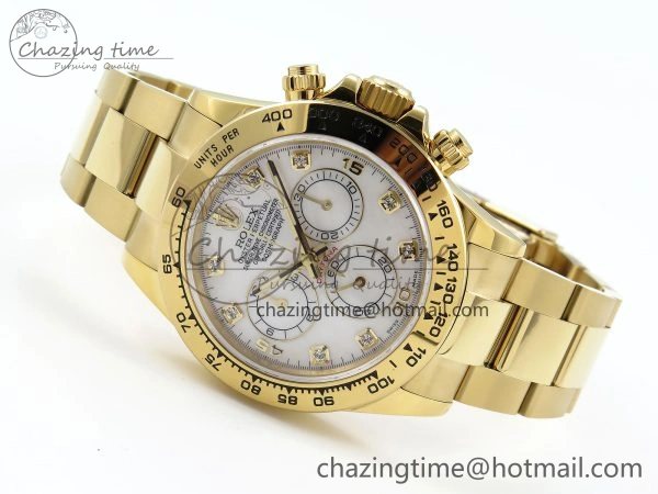 Daytona 116508 QF 1:1 Best Edition White Diamonds Dial on YG Bracelet SH4130 V3 (Gain Weight)