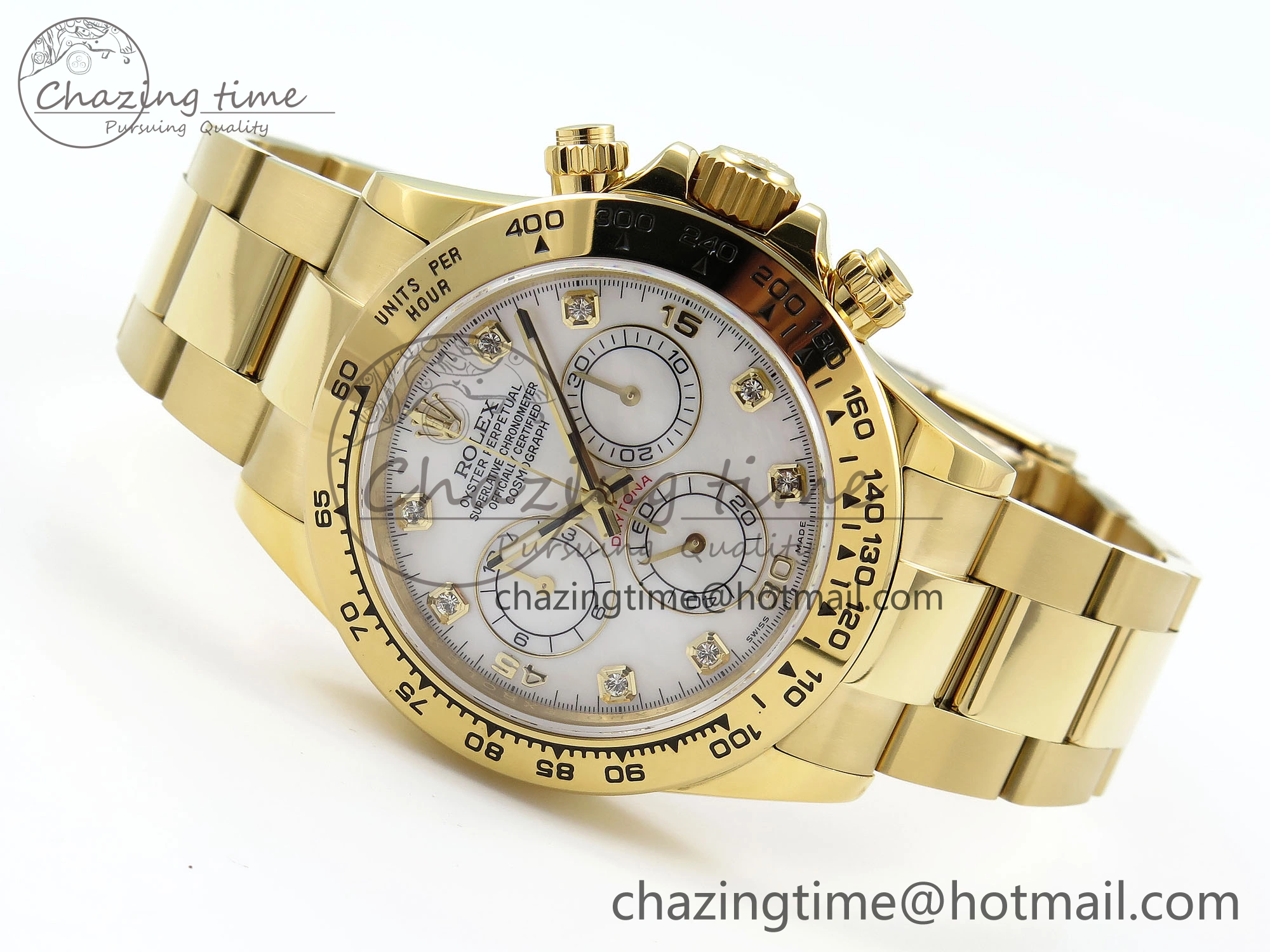 Daytona 116508 QF 1:1 Best Edition White Diamonds Dial on YG Bracelet SH4130 V3 (Gain Weight)