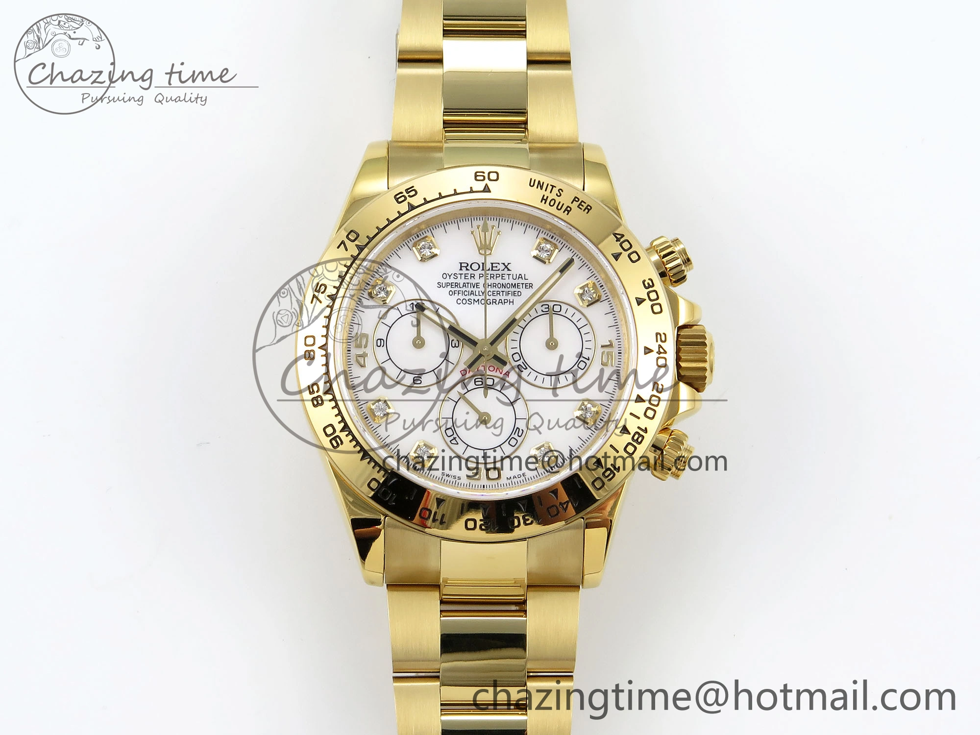 Daytona 116508 QF 1:1 Best Edition White Diamonds Dial on YG Bracelet SH4130 V3 (Gain Weight)
