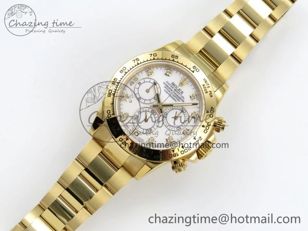 Daytona 116508 QF 1:1 Best Edition White Diamonds Dial on YG Bracelet SH4130 V3 (Gain Weight)