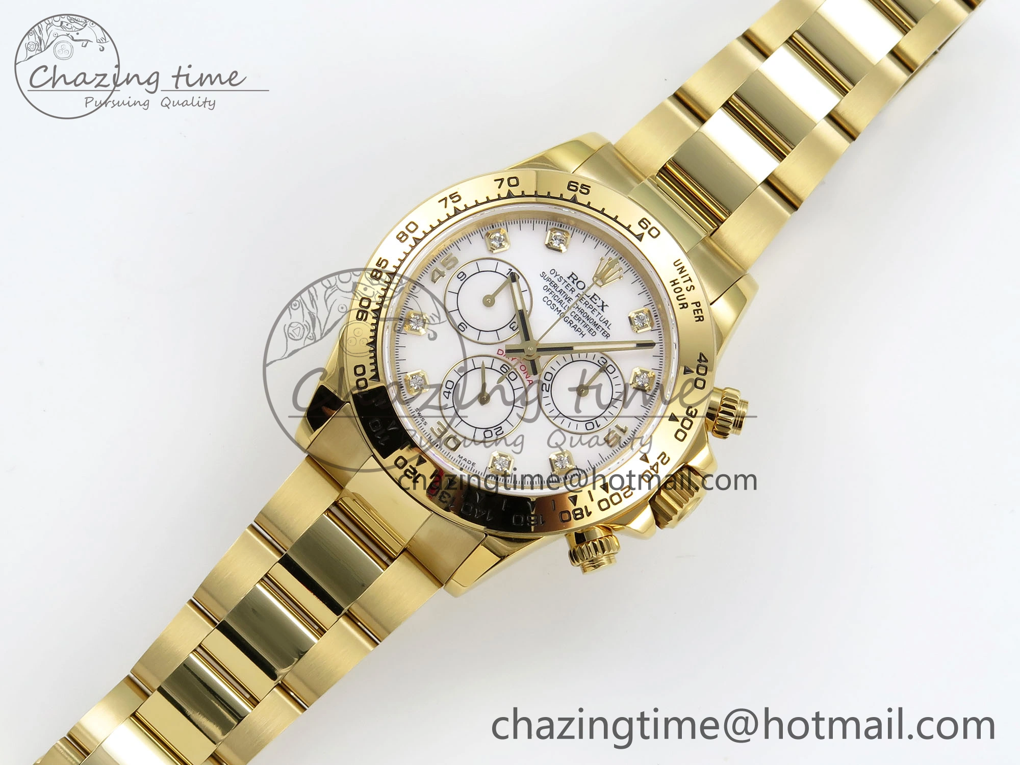 Daytona 116508 QF 1:1 Best Edition White Diamonds Dial on YG Bracelet SH4130 V3 (Gain Weight)
