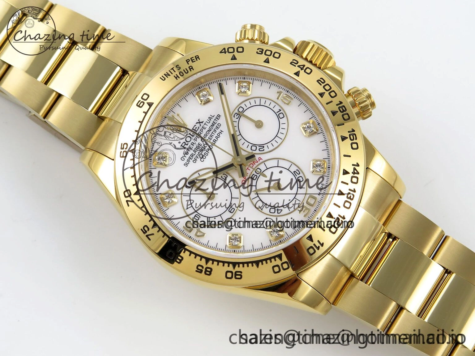 Daytona 116508 QF 1:1 Best Edition White Diamonds Dial on YG Bracelet SH4130 V3 (Gain Weight)