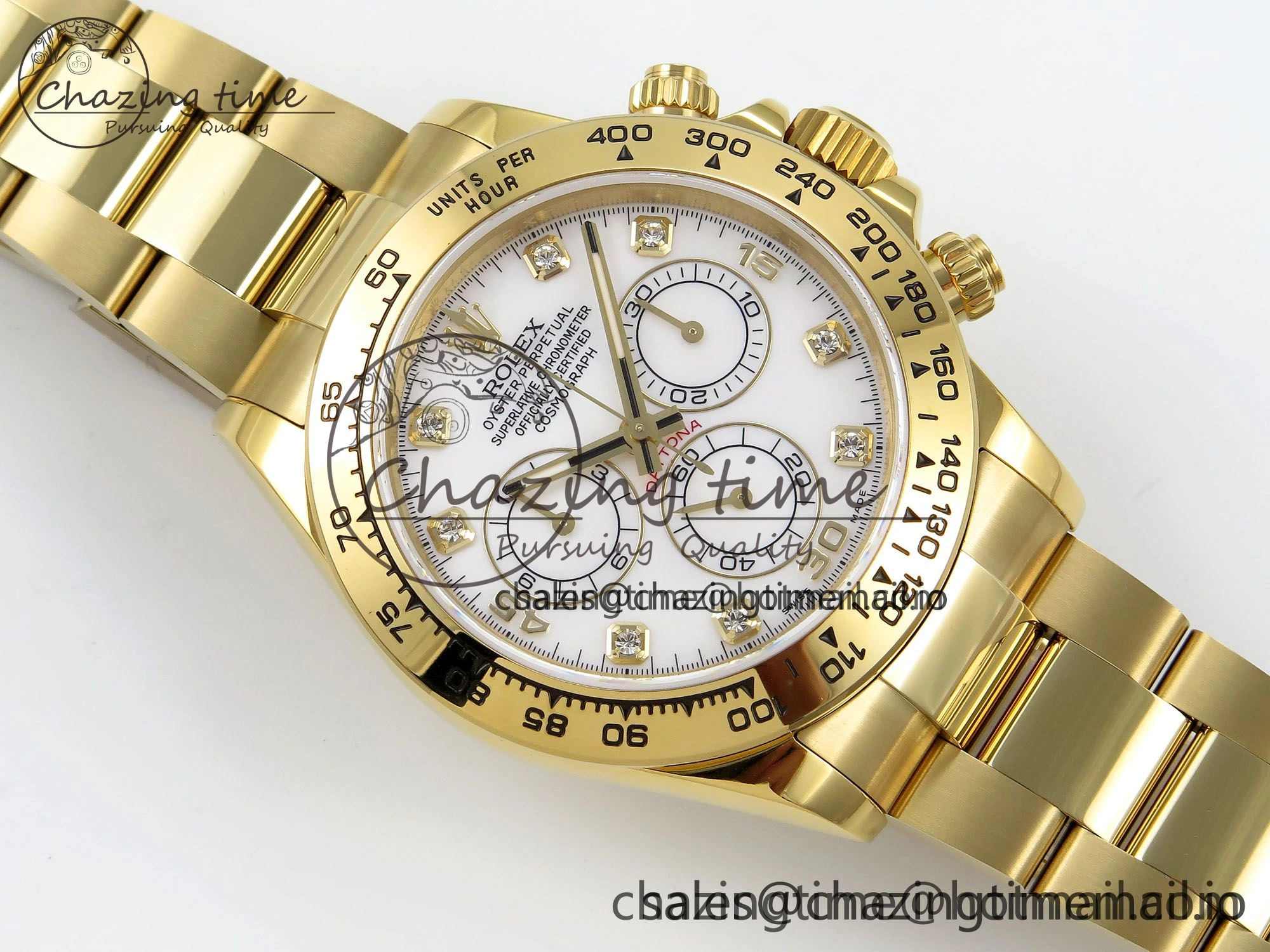 Daytona 116508 QF 1:1 Best Edition White Diamonds Dial on YG Bracelet SH4130 V3 (Gain Weight)