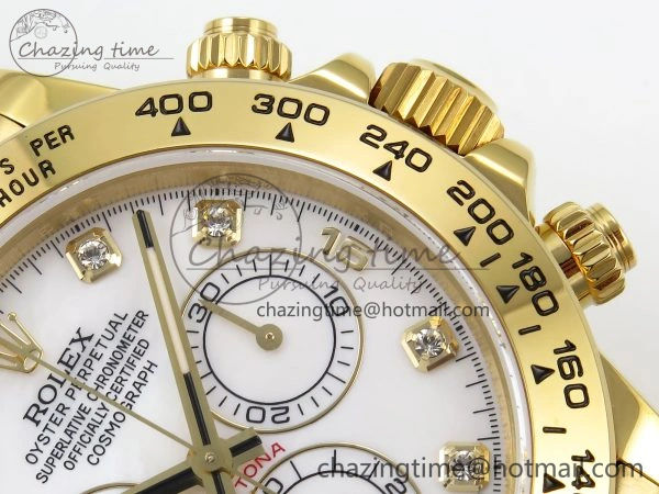 Daytona 116508 QF 1:1 Best Edition White Diamonds Dial on YG Bracelet SH4130 V3 (Gain Weight)